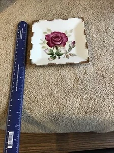 Vintage Lefton Heritage Purple Flower Dish Candy Trinket Small Dresser Tray - Picture 1 of 3