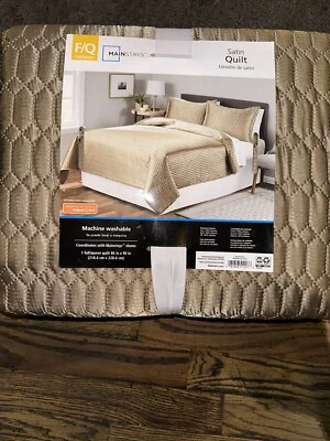 Mainstays Brown Stone Satin Quilt Full Queen New - Image 1 of 4