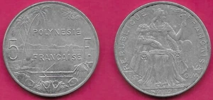 FRENCH POLYNESIA 5 FRANCS 2002 XF WITH I.E.O.M,MINTAGE 384,000,LIBERTY SEATED ON - Picture 1 of 1