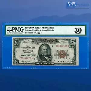 Fr.1880-I 1929 $50 Fifty Dollars FRBN Minneapolis, PMG 30 #91478 - Picture 1 of 2