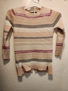 Derek Heart Striped Pink And Gray  Knitted Sweater Girls Size S 6x - Picture 1 of 4