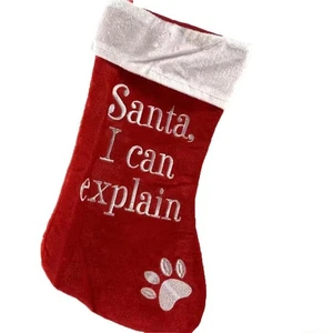 Santa I Can Explain Weihnachtsstrumpf Pfotenabdruck Haustier Geschenktüte Urlaub Deko - Bild 1 von 3