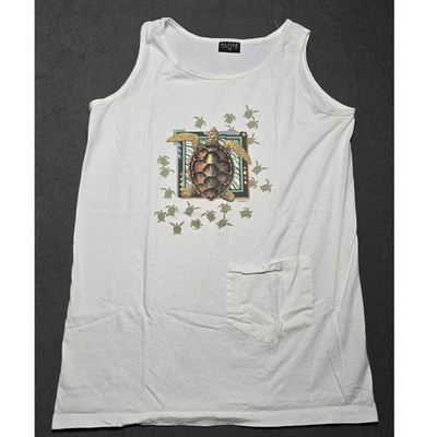 Camiseta sin mangas con bolsillo gráfico tortuga blanca Alore OS Hawaii Beach Foto 1 de 4
