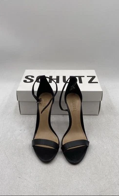 Schutz Womens Black Leather Adjustable Open Toe Ankle Strap High Heels Size 7.5B - Image 1 of 4