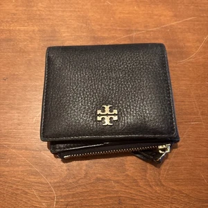 Tory Burch Tri-Fold Black Leather Small Wallet with Gold Logo 🔥!!️ - Bild 1 von 4