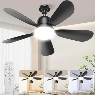 23.8'' Socket Fan Lights with Remote Control, 3-Color Dimmable LED, 4 Speeds,... - Image 1 of 4