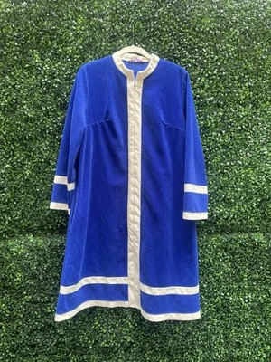 Винтажный велюровый плюшевый халат на молнии Vanity Fair Mod Colorblock размер M - Изображение 1 из 3