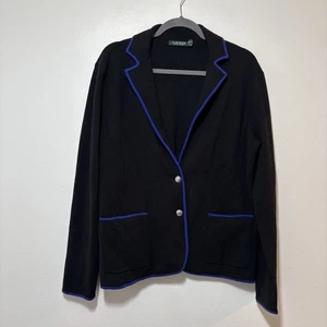Lauren Ralph Lauren Strick Pullover Blazer Damen XL schwarz blau Besatz Baumwollmischung - Bild 1 von 7