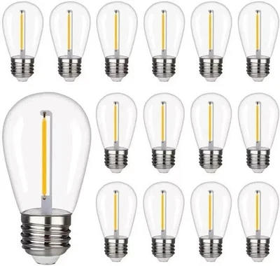 Waterproof S14 LED Light Bulbs Outdoor String Lights Replacement E26 Base 15Pack - Image 1 of 4