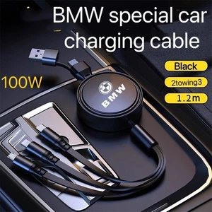 Câble de Charge Voiture 3 en 1 USB vers Type C Charge Rapide PD Stretch pour BMW X3 X5 X7 - Photo 1 sur 8
