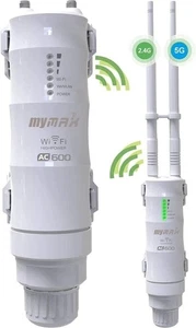 AC600 Zewnętrzny przedłużacz WiFi dalekiego zasięgu z portem Ethernet, MyMAX WN570HA1 Dual-B - Zdjęcie 1 z 7