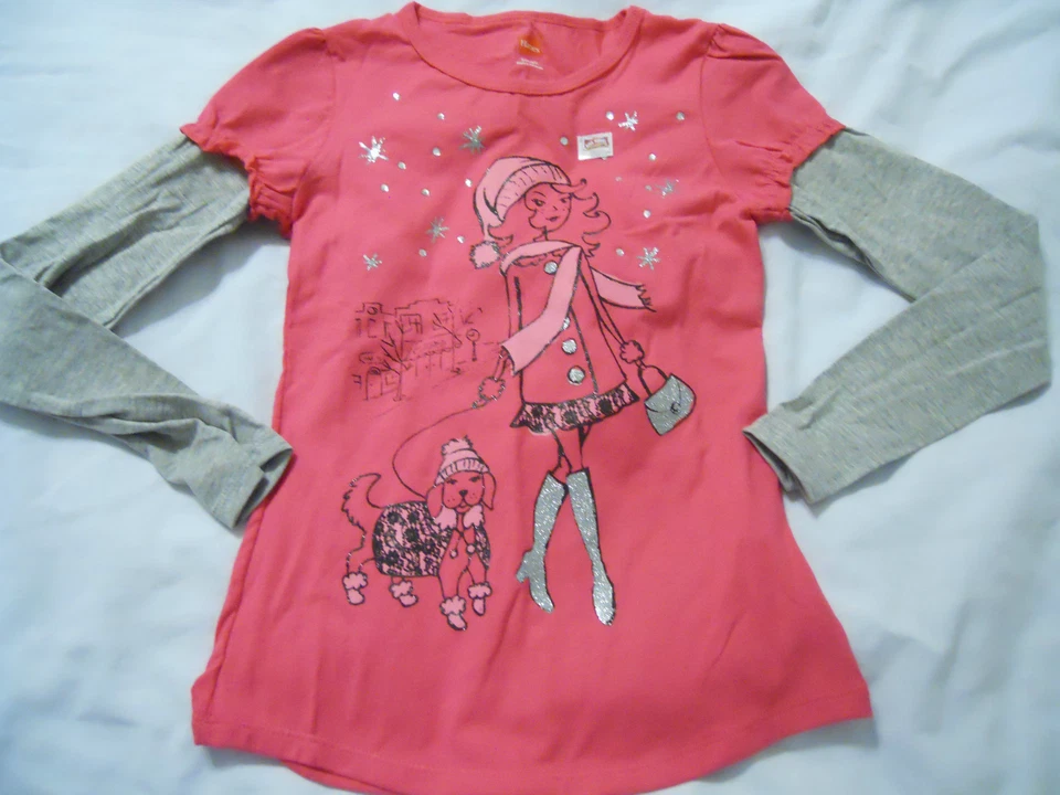 Hanes Girls Tee Shirts Graphic Top Crew Long Sleeve Kids  - Image 1 of 1