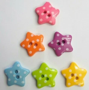 Star buttons 18mm polka dot 2 hole novelty button - 7 colours - Sewing / Baby - Picture 1 of 14
