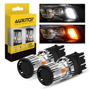 For Toyota White/Amber Switchback 3157 4157 LED Turn Signal DRL Light Bulbs 2pcs - Foto 1 di 18