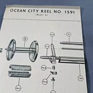 Ocean City Reel No. 1591 (Model A) Schematics Parts Price List - Picture 1 of 1