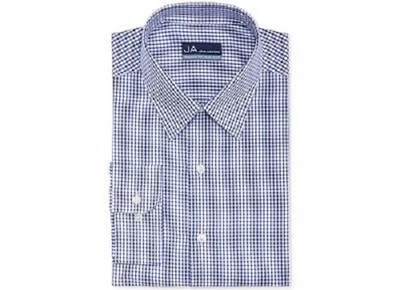 Nwt $90 John Ashford Men Regular-Fit Blue Check Long-Sleeve Dress Shirt 16 32/33 - Image 1 of 4