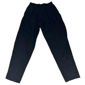 Vintage 80s SK & Company High Waist Pleated Pants Women's L Black Elastic Waist - Picture 1 of 6