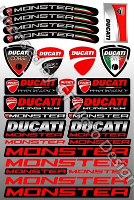 Ducati Monster 696 797 821 Motorcycle 54 Stickers Set Decals 1200 S Red - Изображение 1 из 2