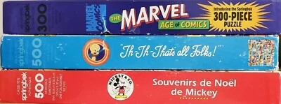 Three SPRINGBOK Jigsaw Puzzles Looney Tunes, Marvel, Disney - Image 1 of 4