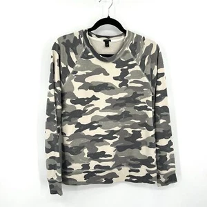 J. CREW Women's Gray Camo Crew Neck 100% Cotton Boxy Sweatshirt Size Medium - Picture 1 of 5