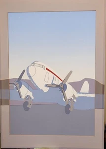 Cartel serigrafía avión translántico 1983 King Posters Brighton Eng - Imagen 1 de 3