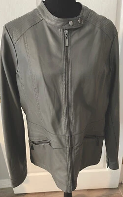 Jou Jou Faux Leather Jacket Gray Women's Size Large - Image 1 of 4
