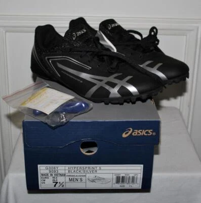 NUEVA CAJA Asics Hombres Hypersprint 5 Negro Slvr Pista Campo Picos Zapatos Tenis 7.5 Foto 1 de 4