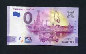 Thailandia 2021 Banconota 0 Euro, Wat Arun, Tuk tuk, Torre Eiffel, Colosseo - Foto 1 di 2