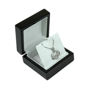 WHITE GOLD FINISH Created Diamond Hollow Infinity Heart Pendant Necklace - Picture 1 of 6