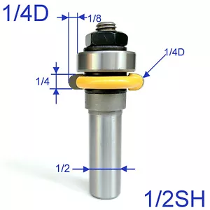 1pz gambo 1/2" diametro 1/4" con cuscinetto superiore punta per flauto router - Foto 1 di 12