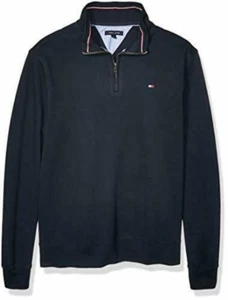 Tommy Hilfiger Men's Big and Tall 1/4 Zip Pullover -NAVY-Size M - Picture 1 of 3