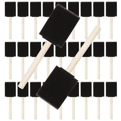 Paquete de 100 pinceles de espuma de 2 pulgadas esponja mango de madera pinceles de pintura arte pinceles conjunto Foto 1 de 4