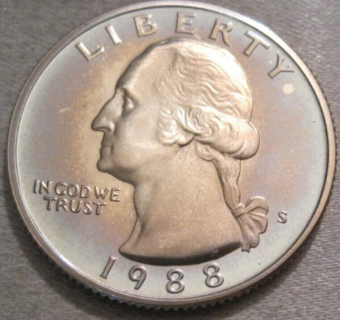 ALBUM TONED PROOF 1988 S WASHINGTON QUARTER ** NICKEL CLAD COPPER ** 320 Cover