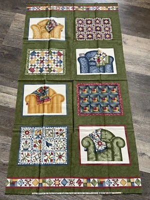 Cozy Comforts by Kathy Schmitz for Moda Cotton Fabric Panel Green - Image 1 of 2