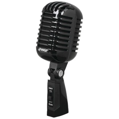 Pyle PDMICR42BK Classic Retro Vintage Style Dynamic Vocal Microphone with Cable - Image 1 of 3