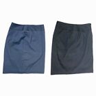 AK Anne Klein Dress Skirt Women's Size 4 Stretch Gray & Blue Side Zip Lot of 2