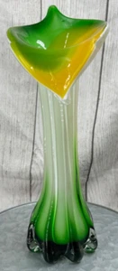 Beautiful Jack and Pulpit vase yellow/green glass swirl 11.5" tall = - Picture 1 of 7