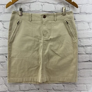 Eddie Bauer Khaki Skirt Womens Sz 4 Beige Business Casual Stretch Short - Picture 1 of 11