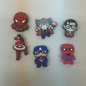 Marvel Iron Man Captain America Thor Spiderman Croc Shoe Charms Lot of 6 - Picture 1 of 8