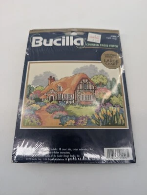 Bucilla  Counted Cross Stitch Kit English Cottage #41996 7"x5" Needle Point - Image 1 of 4