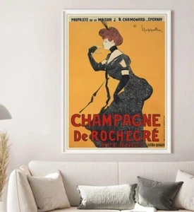 Champagner Vintage Poster, Französisches Werbeplakat, Retro Frankreich Vintage Druck, - Bild 1 von 4