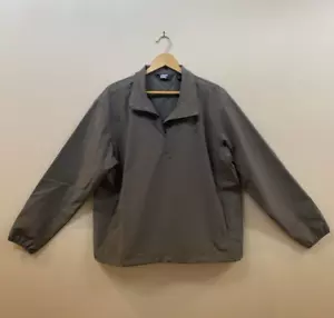 Lands End Mens Jacket Windbreaker Large 1/4 Zip Grey Pullover, Side Zip Pockets - Picture 1 of 6
