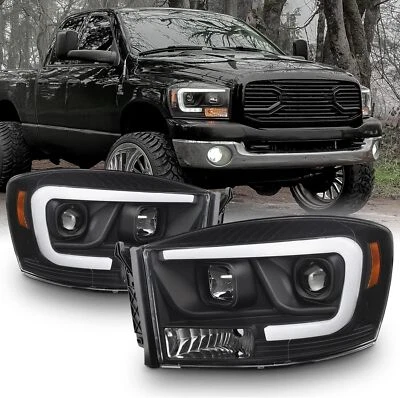 LED Bar Projector Black Headlights lamps For 2006-2009 Dodge Ram 1500/2500/3500 - Image 1 of 4