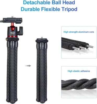 Camera Tripod Mini Flexible Tripod Stand With Hidden Phone Holder For Selfie - Image 1 of 4