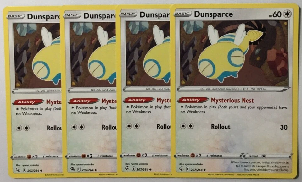 POKEMON 4X DUNSPARCE 207/264 FUSION STRIKE UNCOMMON NEAR MINT-PLAYSET - Image 1 of 1