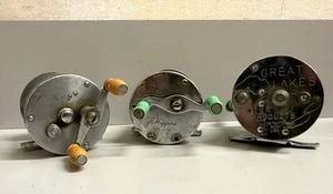 Vintage Antique Fishing Reels JC Higgins, Great Lakes, Jaleoue Lot of 3 - Picture 1 of 7