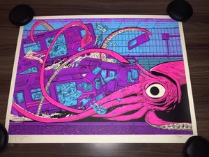 Tim Doyle Sea Also Rises 14th St Station Squid Poster Blacklight Variant S/N - Picture 1 of 7
