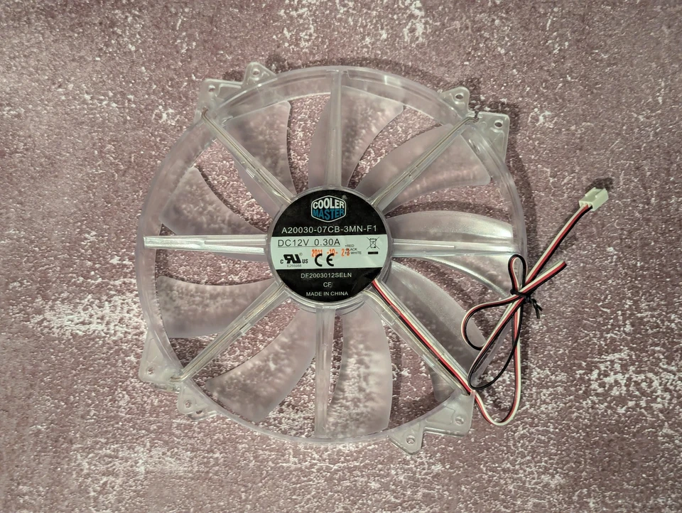 Cooler Master 20cm 12V 0 Blue LED Fan A20030-07CB-3MN-F1 (New old stock) - Image 1 of 2