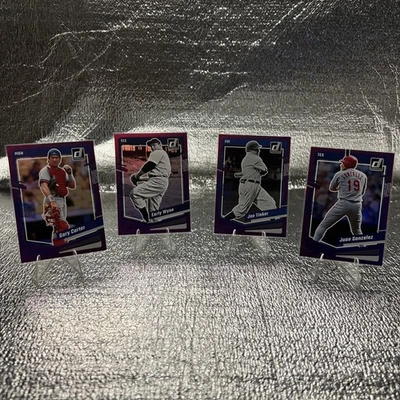Lote de 4 tarjetas Panini-Russ Baseball Purple Holo Parallels 2023🟣⚾️ Jugadores de la corte Foto 1 de 4