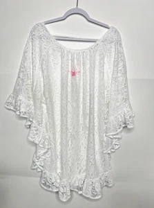 Lilly Pulitzer Atley Beach Cover Up Dress Womens Large / XL White Resort Lace - Picture 1 of 15